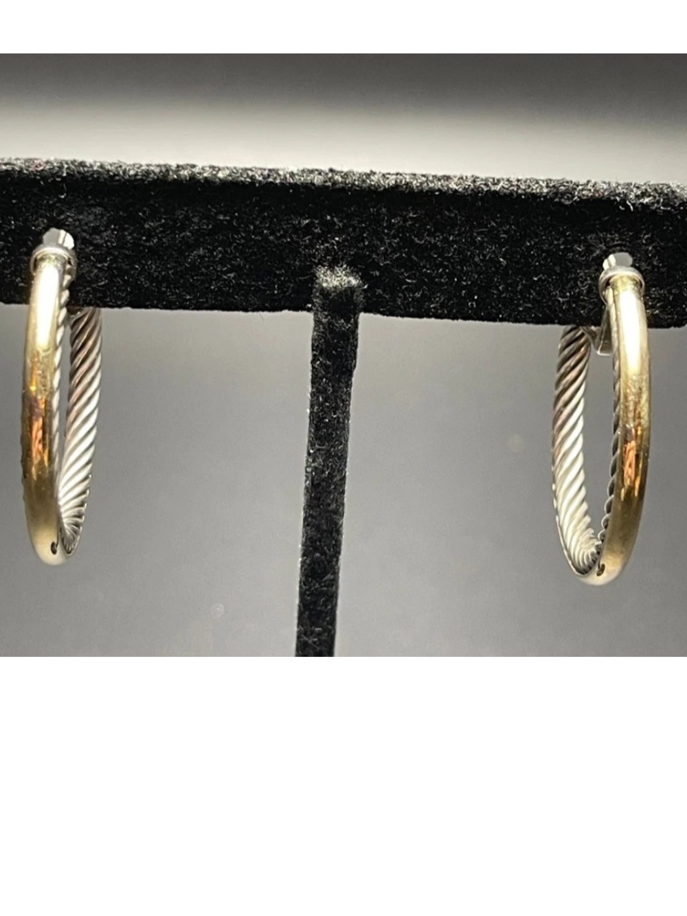 Vintage David Yurman Earrings 18k 750/925 Cable Round Hoop Retired - Picture 2 of 8